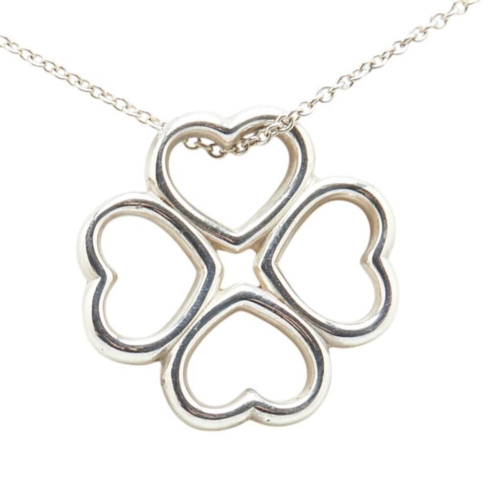 Tiffany Co Four Leaf Clover Motif Necklace Silver